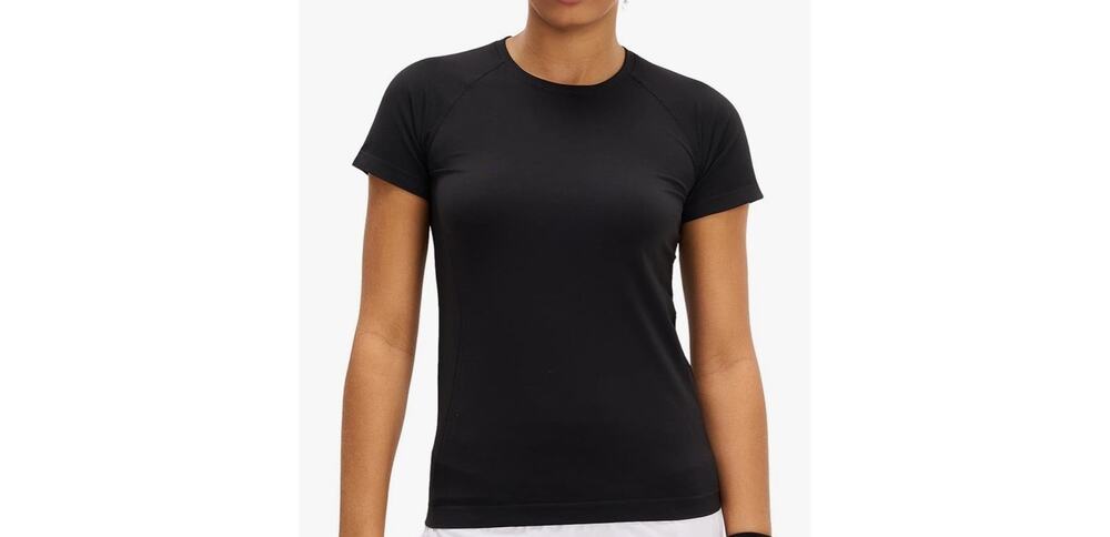 NWT MCEDAR Seamless SS Soft Workout Casual Black Shirt Sz M/L